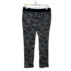 Loft black green floral ankle pleated pants size 6P
